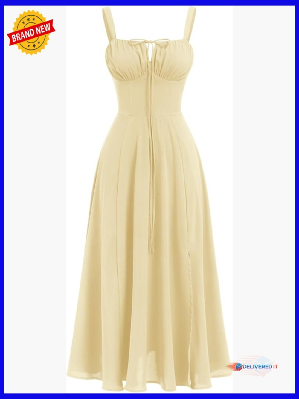 Women's Corset Midi Dress Floral Formal Cocktail Dresses with Slit